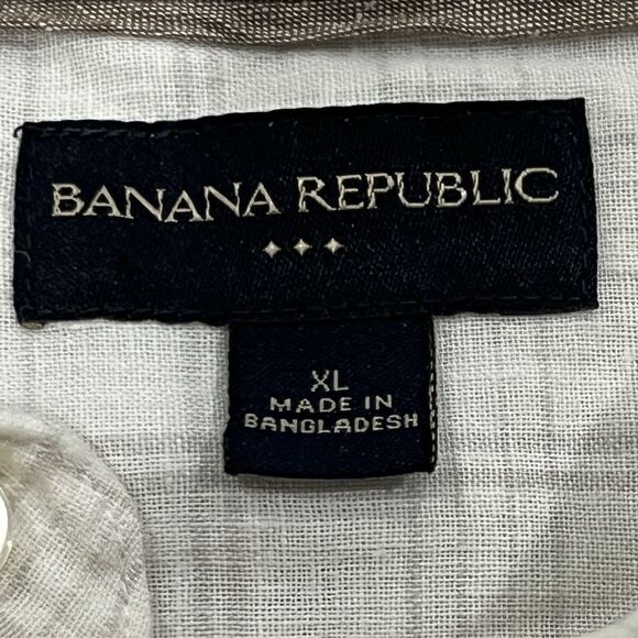 Banana Republic Shirt Mens Extra Large Gray Roll Tab Long Sleeve Linen Blend - Picture 9 of 9